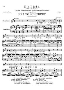 Partition voix + partition de piano, Die Liebe, D.522, Love, Schubert, Franz