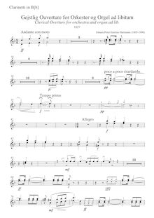 Partition clarinette 1/2 (B♭), Gejstlig Ouverture pour Orkester og Orgel ad libitum