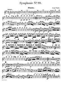 Partition flûte, Symphony No.88 en G major, Sinfonia No.88, Haydn, Joseph