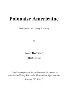 Partition complète, Polonaise Americaine, Hofmann, Józef