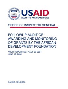 Followup Audit of the Awarding and Monitoring of Grants by the African Development Foundation