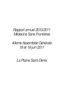Rapport annuel 2010/2011 Médecins Sans Frontières 40eme ...