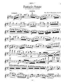 Partition flûte , partie, Fantaisie-Sonate, Op.17, A major, Meyer-Olbersleben, Max