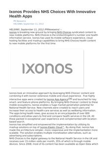 Ixonos Provides NHS Choices With Innovative Health Apps