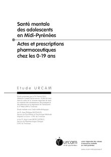 ETUDE Actes et prescriptions pharmaceutiques chez les 0-19 ans