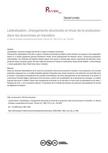 Libéralisation, changements structurels et chute de la production dans les économies en transition - article ; n°2 ; vol.23, pg 193-209