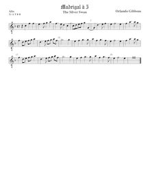 Partition ténor viole de gambe 1, octave aigu clef, pour Silver Swan