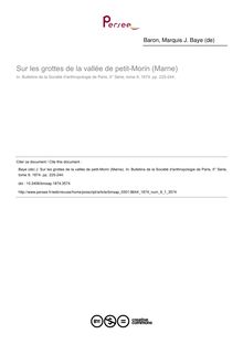 Sur les grottes de la vallée de petit-Morin (Marne) - article ; n°1 ; vol.9, pg 225-244