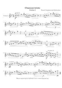 Partition violons I, Chanson triste, Kalinnikov, Vasily