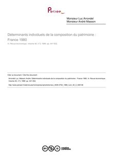 Déterminants individuels de la composition du patrimoine : France 1980 - article ; n°3 ; vol.40, pg 441-502