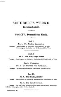 Partition Vol., Dramatische Musik (Serie XV), Schubert s Werke - Revisionsbericht