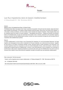 Les flux migratoires dans le bassin méditerranéen - article ; n°3 ; vol.59, pg 689-705