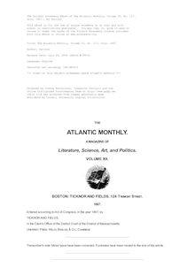 The Atlantic Monthly, Volume 20, No. 117, July, 1867.