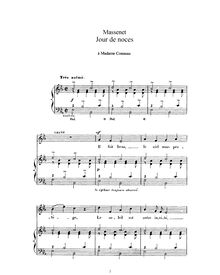 Partition complète (E♭ Major: haut voix et piano), Jour de noces