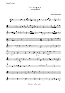 Partition Canto secondo, Canzon Quarta à 3 Due Canti e Basso, Frescobaldi, Girolamo