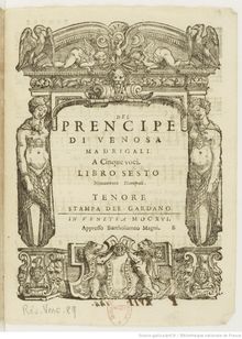 Partition ténor, madrigaux, Book 6, Gesualdo, Carlo