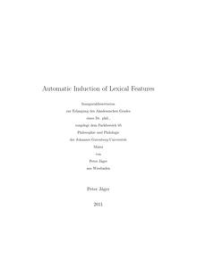 Automatic induction of lexical features [Elektronische Ressource] / von Peter Jäger