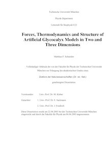 Forces, thermodynamics and structure of artificial glycocalyx models in two and three dimensions [Elektronische Ressource] / Matthias F. Schneider