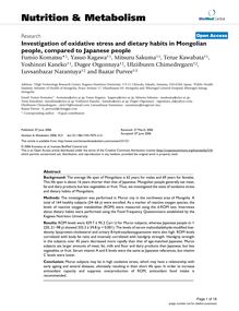Investigation of oxidative stress and dietary habits in Mongolian people, compared to Japanese people