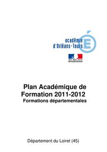 Plan Académique de Formation Formations départementales