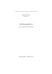 Partition complète, Archaeopteryx, a symphonique poem, Bouma, Hugo