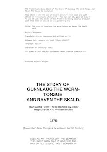 The Story Of Gunnlaug The Worm-Tongue And Raven The Skald - 1875