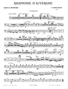 Partition Trombone 2, Rhapsodie d Auvergne, Op.73, Saint-Saëns, Camille