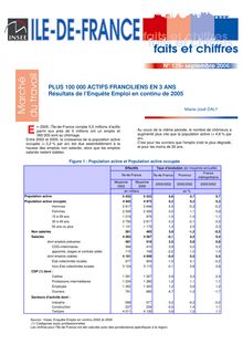 Plus 100 000 actifs franciliens en 3 ans - Résultats de l Enquête Emploi en continu de 2005