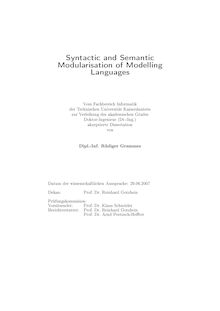 Syntactic and semantic modularisation of modelling languages [Elektronische Ressource] / von Rüdiger Grammes