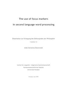 The use of focus markers in second language word processing [Elektronische Ressource] / Anke Sennema-Skowronek
