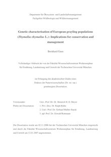 Genetic characterisation of European grayling populations (Thymallus thymallus L.) [Elektronische Ressource] : implications for conversation and managment / Bernhard Gum