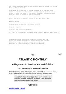 The Atlantic Monthly, Volume 15, No. 89, March, 1865