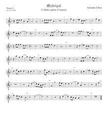 Partition ténor viole de gambe 2, octave aigu clef, Il terzo libro de madrigali a cinque voci nuovamente composto & dato en luce