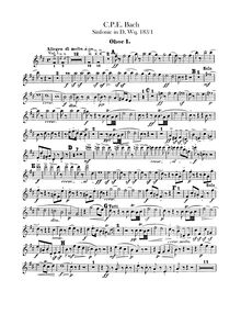 Partition hautbois 1, 2, Symphonie, H.663, D Major, Bach, Carl Philipp Emanuel