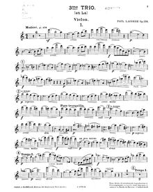 Partition violon, Piano Trio No.3, Op.134, Lacombe, Paul
