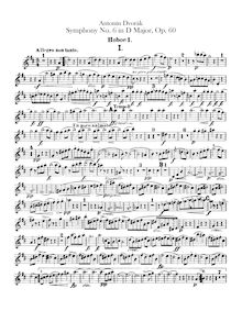Partition hautbois 1, 2, Symphony No.6, Symfonie č.6, D major, Dvořák, Antonín