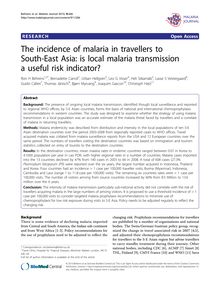 The incidence of malaria in travellers to South-East Asia: is local malaria transmission a useful risk indicator?