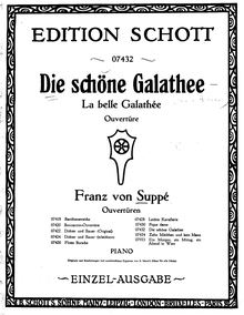 Partition complète, Die schöne Galathée, Operette in 1 Akt, Suppé, Franz von