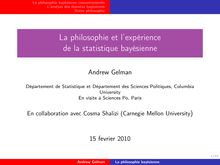La philosophie et l expérience de la statistique bayésienne
