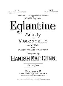 Partition de piano et partition de violoncelle, Eglantine Melody pour violoncelle