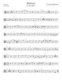 Partition ténor viole de gambe 2, alto clef, madrigaux pour 5 voix par  Lucrezio Quintiani par Lucrezio Quintiani