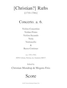 Partition complète, Concerto a 6, Gunnerus XM 57, D major, Ræhs, Christian