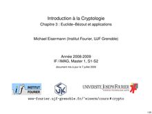 Introduction a la Cryptologie Chapitre Euclide–Bezout et applications