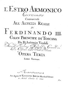 Partition violons III (ripieno), violon Concerto, D major, Vivaldi, Antonio