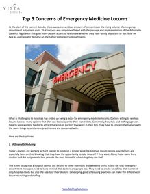 Top 3 Concerns of Emergency Medicine Locums