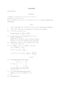 Correction : Algèbre linéaire, Inversion d une matrice
