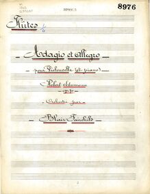 Partition flûte, Adagio et Allegro, Op.70, Adagio et allegro pour violoncelle (et piano), Op.10