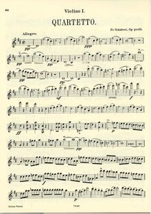 Partition violon 1, corde quatuor No. 7 en D Major, D.94, Schubert, Franz