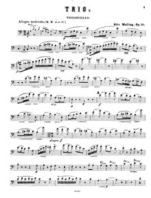 Partition de violoncelle, Piano Trio, Op.36, A Minor, Malling, Otto
