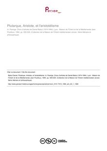 Plutarque, Aristote, et l aristotélisme - article ; n°1 ; vol.24, pg 505-529